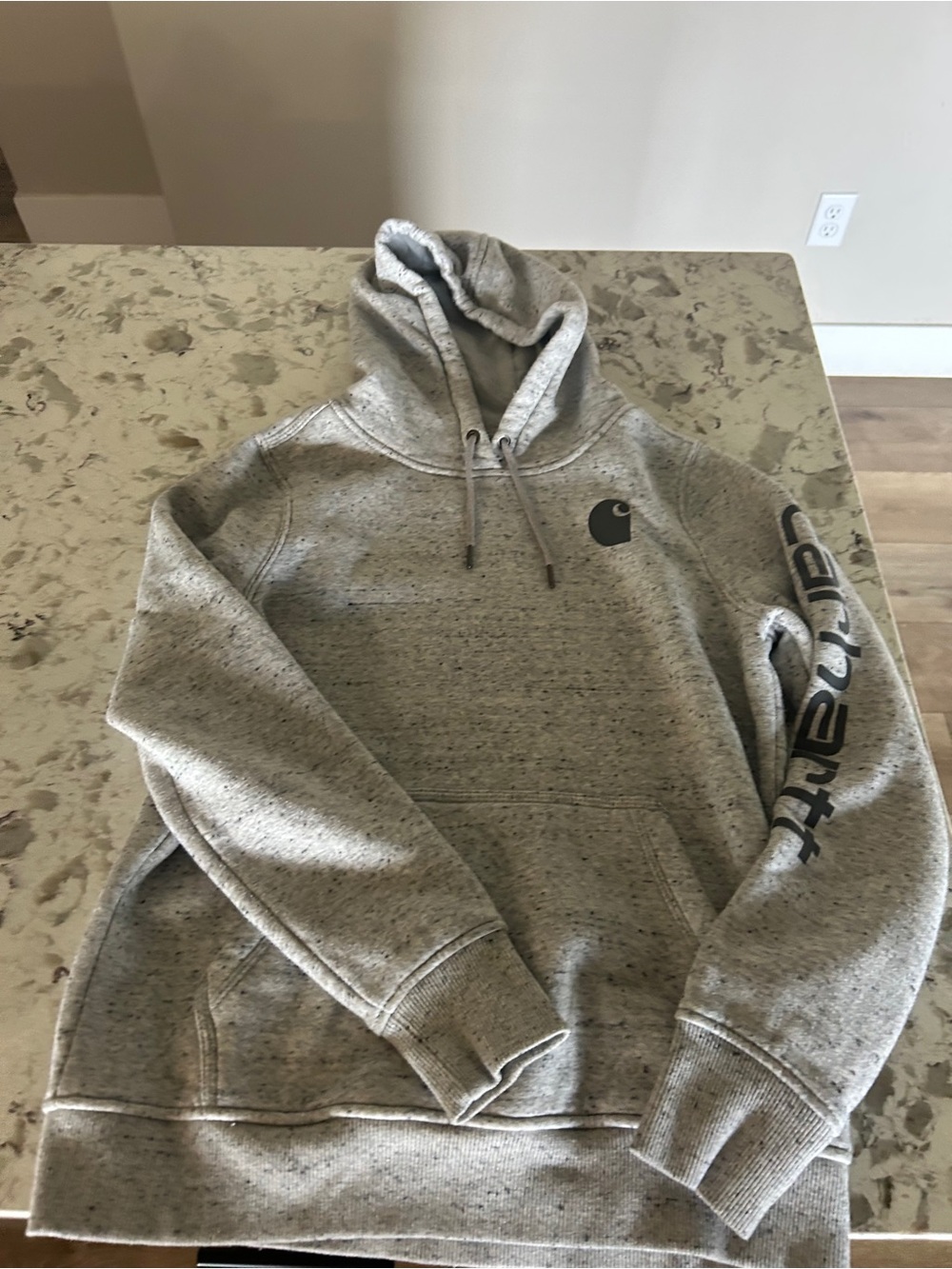 Carhartt Gray Speckled Hooded Sweatshirt with Sleeve Logo